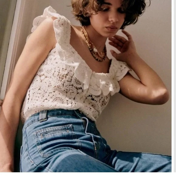 Sezane Cream Lace Blouse - Picture 2 of 9